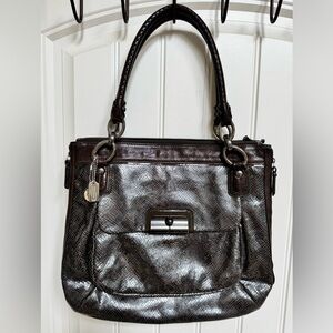 Coach F1178-18307 Limited Edition Kristin Python Tote in Brown. 14โ by 13โ by 2โ